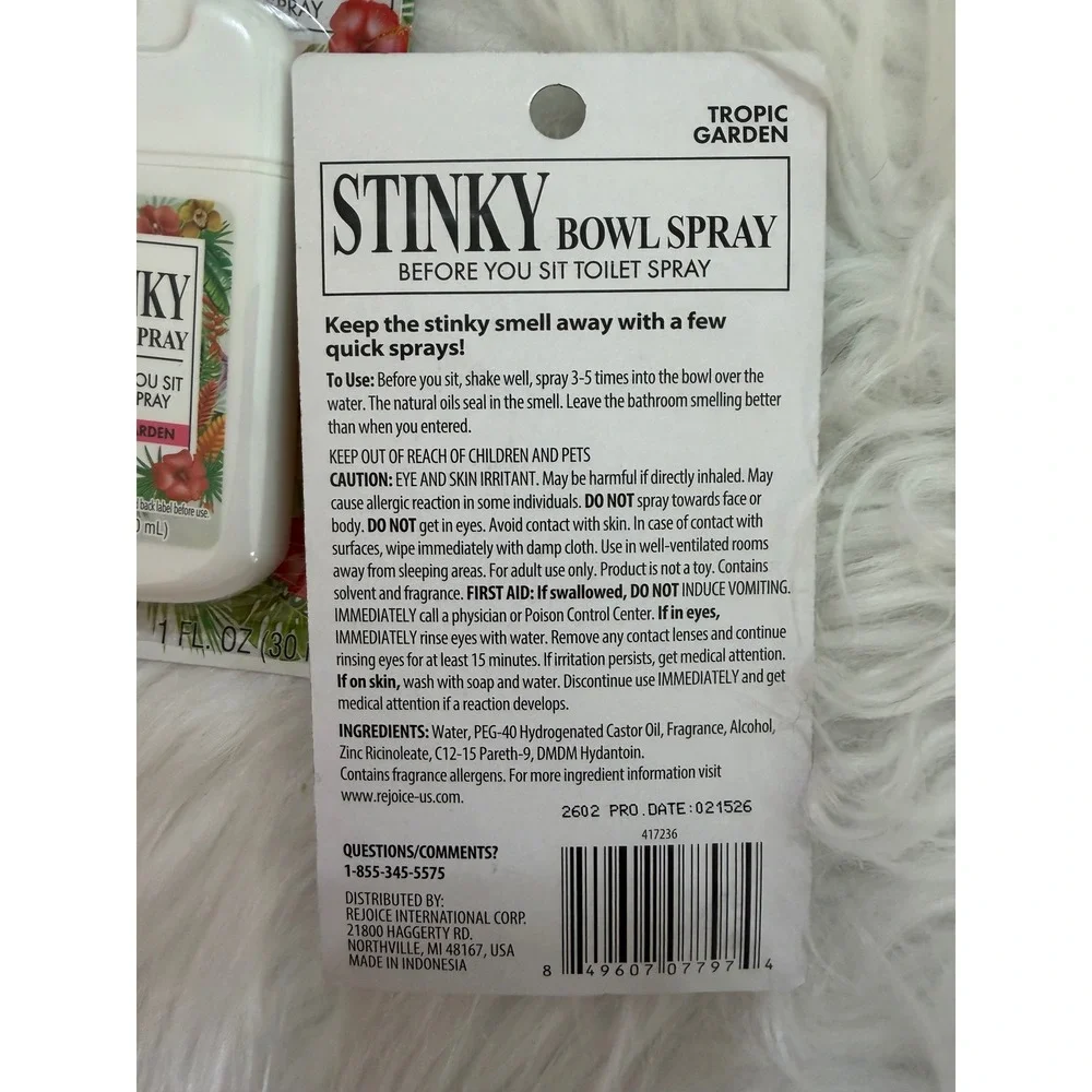 Lot of 2 Stinky Bowl Spray Tropic Garden Before You Sit Toilet Spray 1oz Each